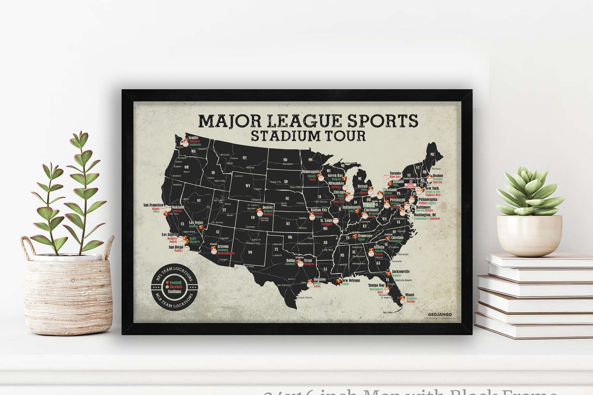 sports map with major league teams