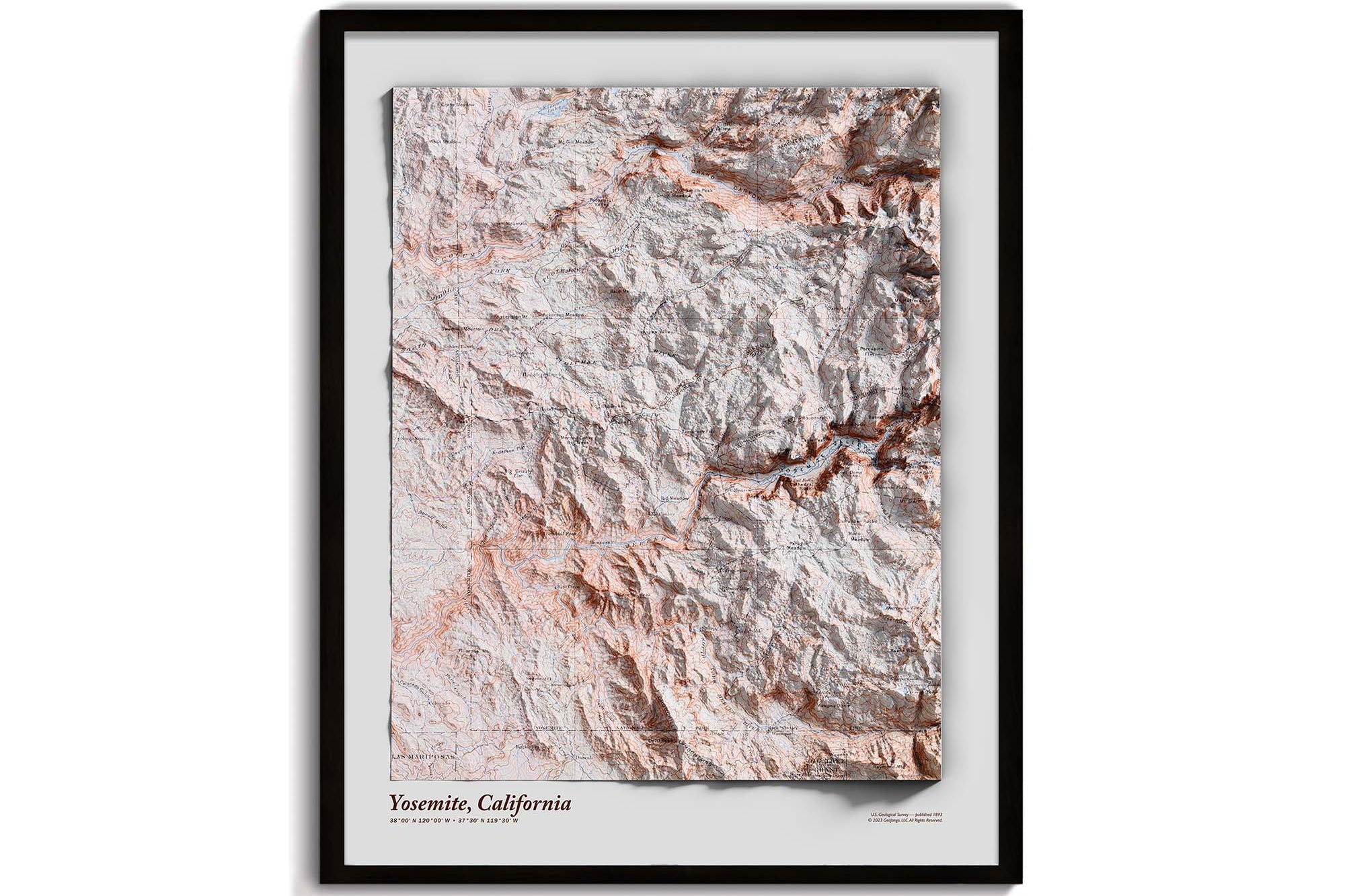 Map of Yosemite shaded relief