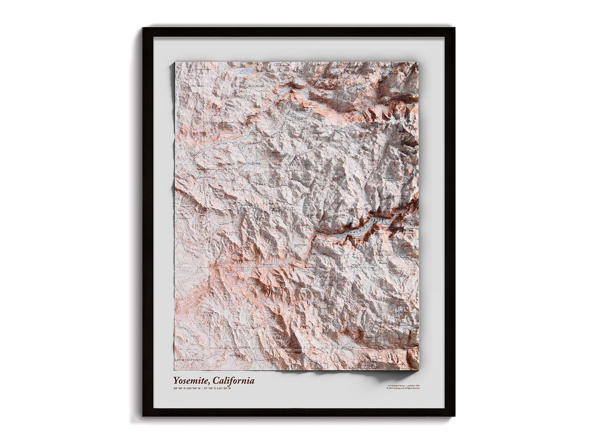 Map of Yosemite shaded relief