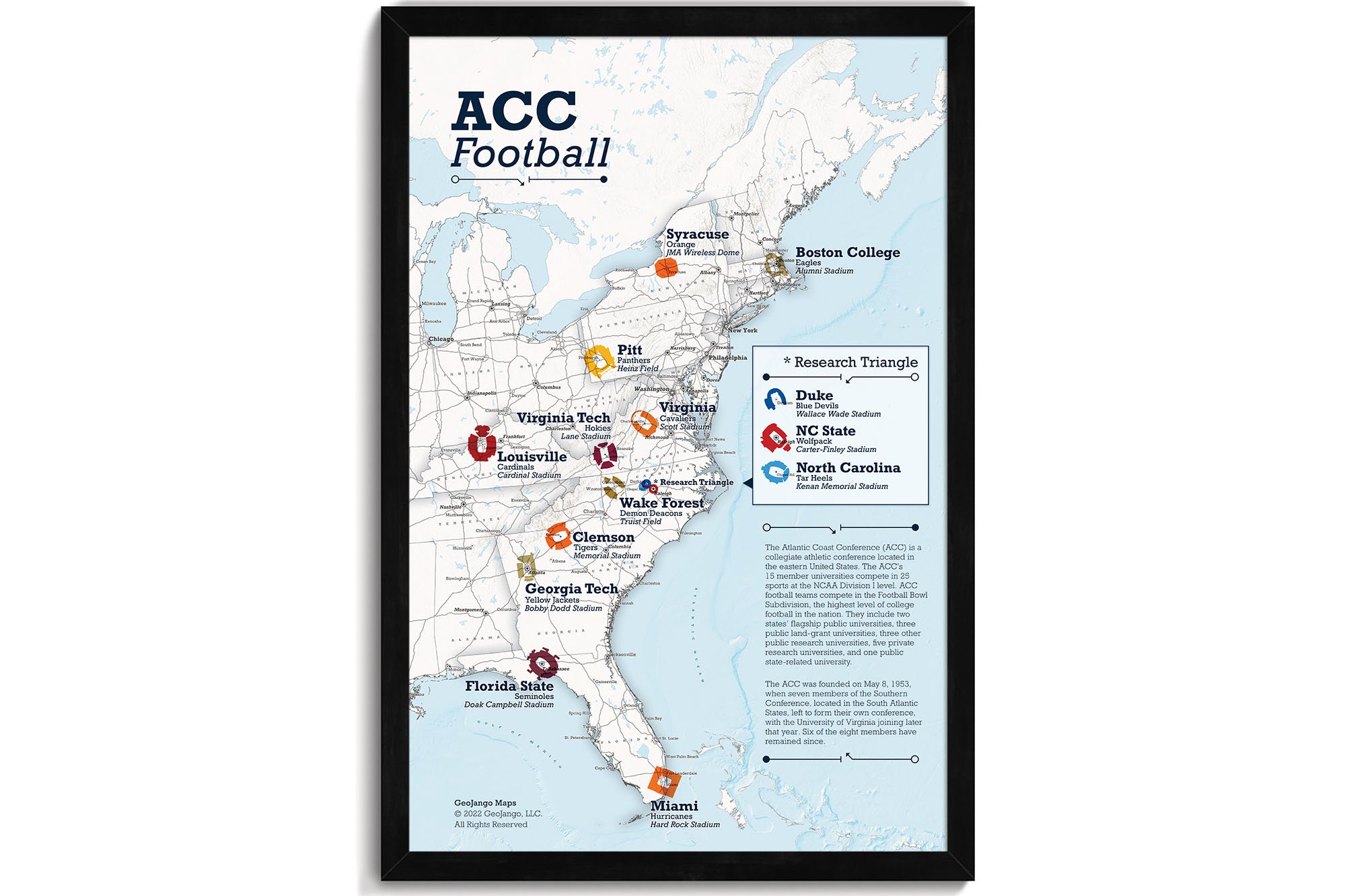 ACC College Football Stadium Map