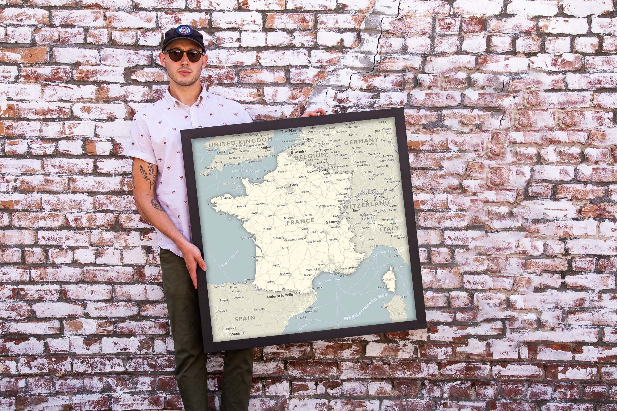 Map of France with  ferry routes