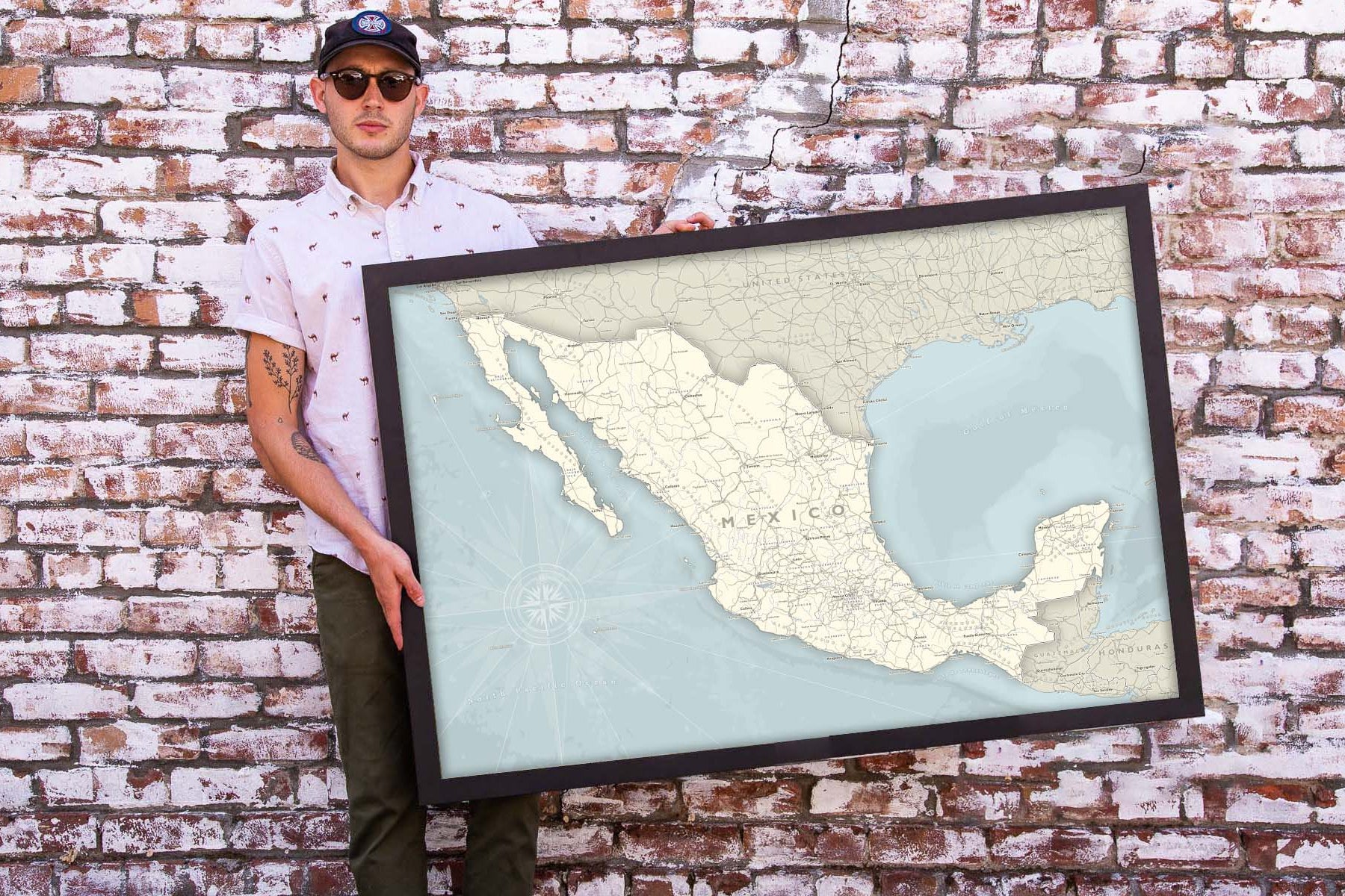 map of mexico with blue oceans