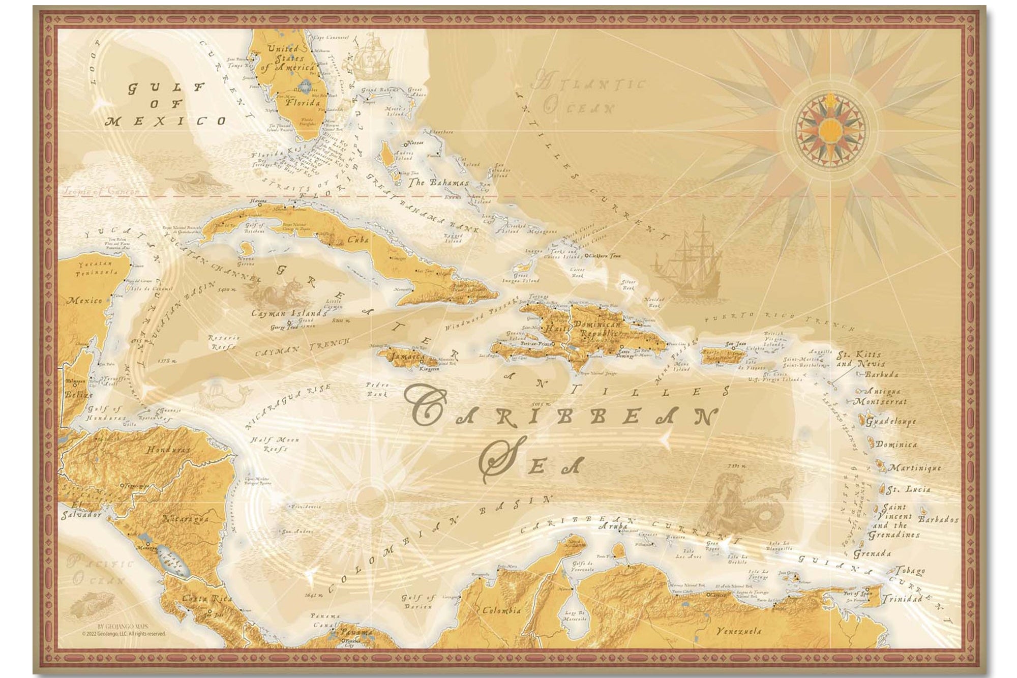map of the caribbean islands