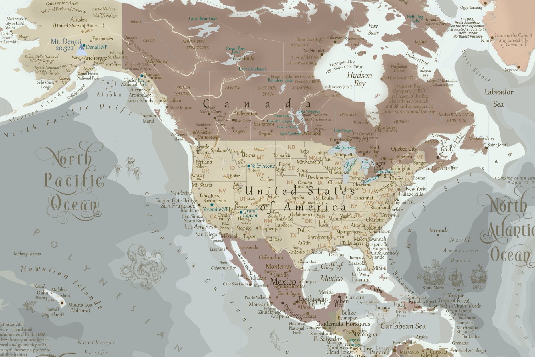 world map usa detail