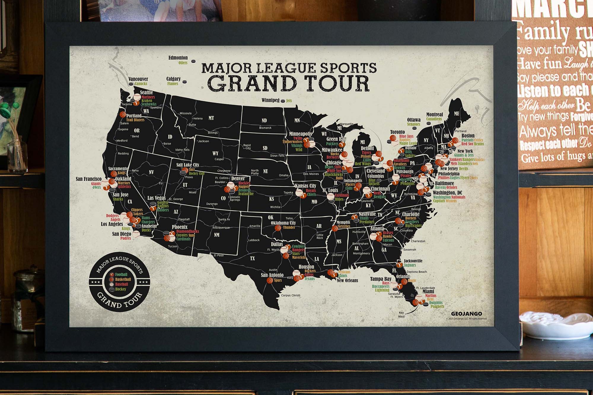 major league sports map