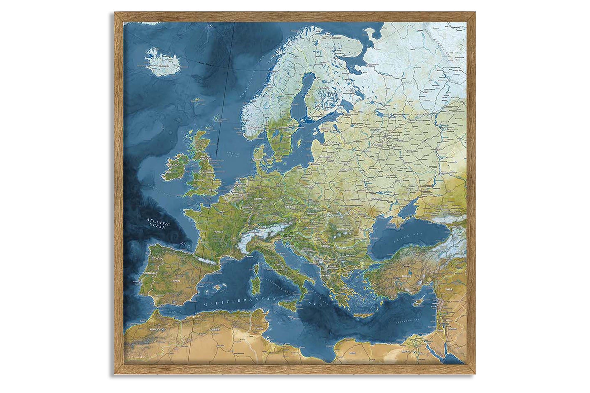Europe Push Pin Travel Map Framed
