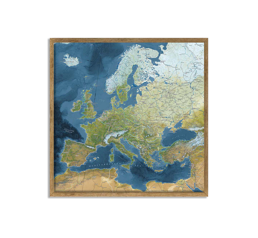 Europe Push Pin Travel Map Framed