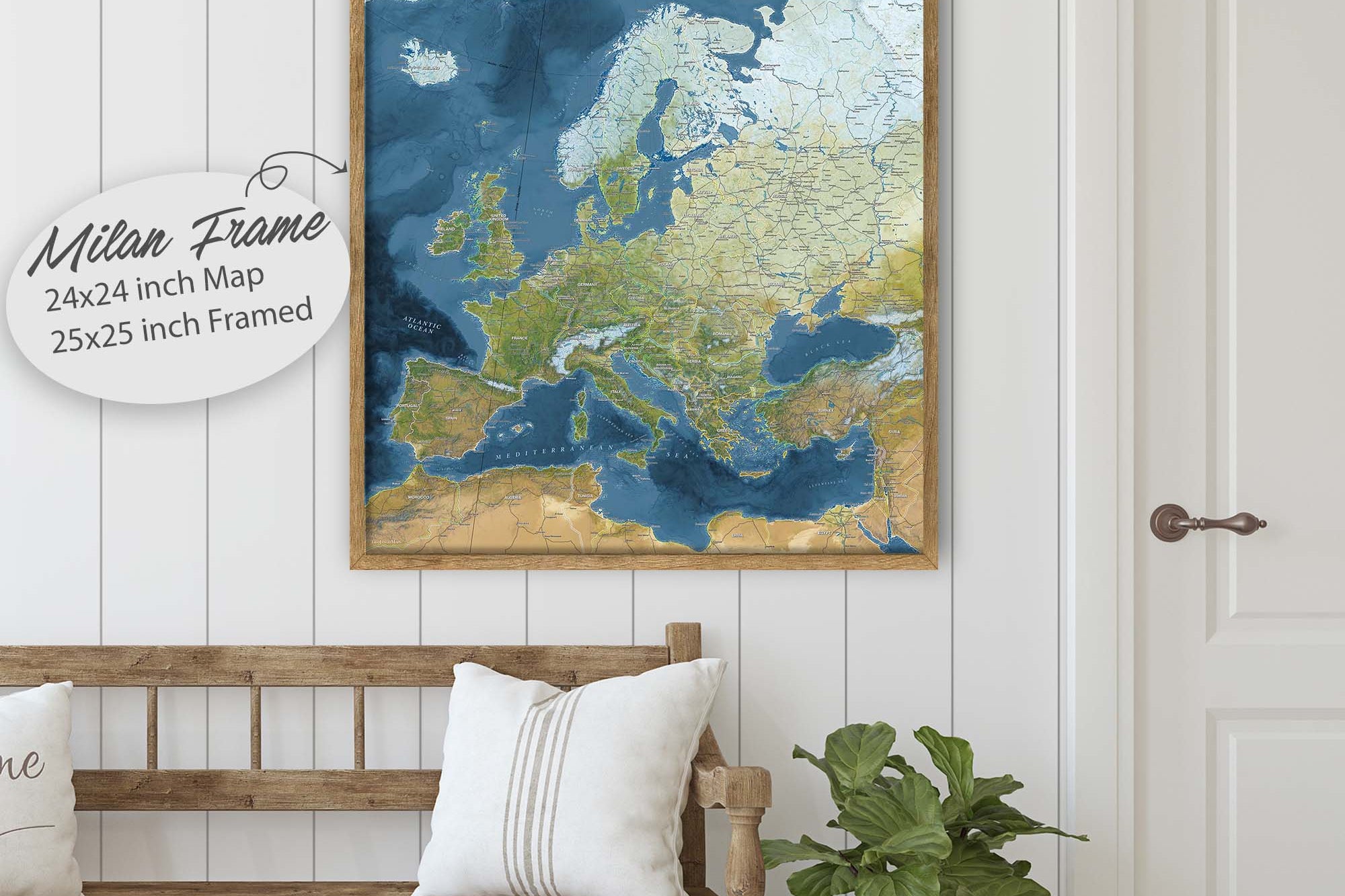 Europe map wall art framed