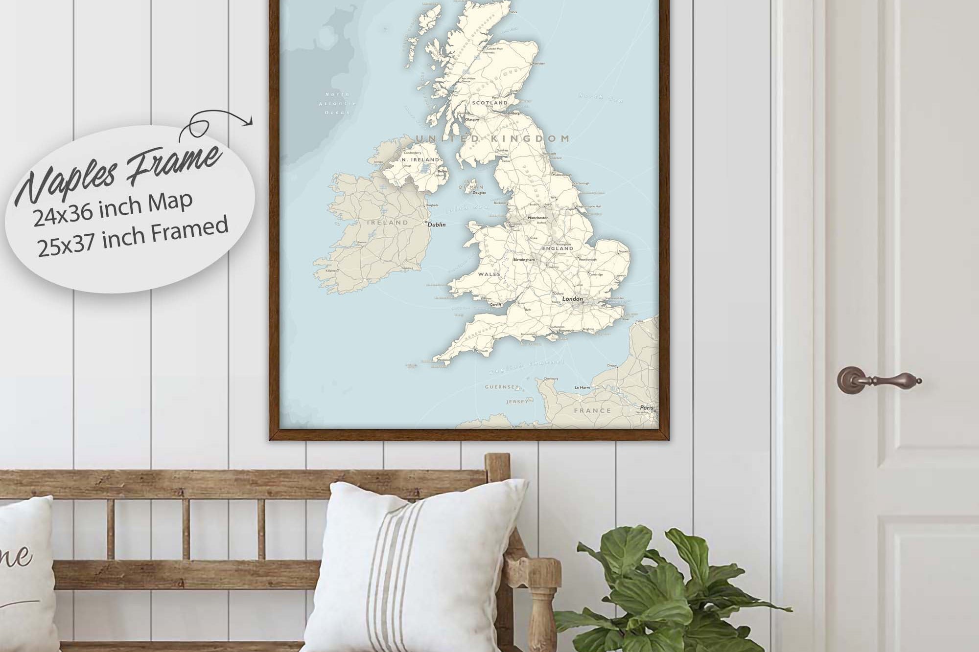 Framed Map of United Kingdom Pinnable