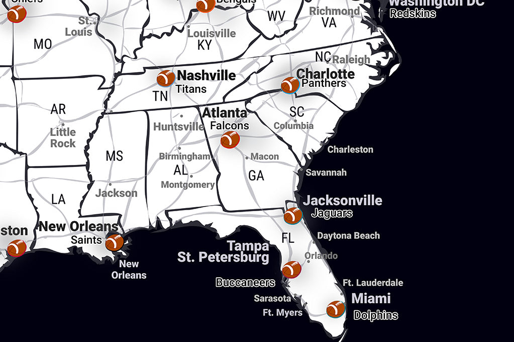 Map of NFL Teams