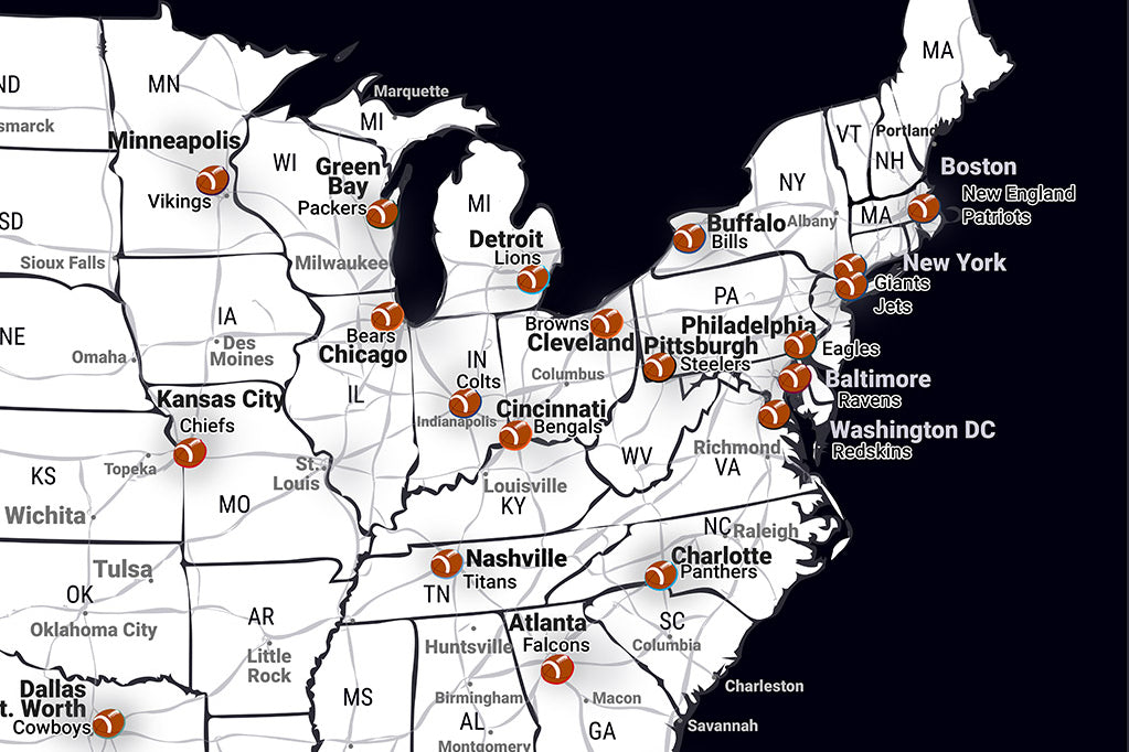 Map of Football Teams