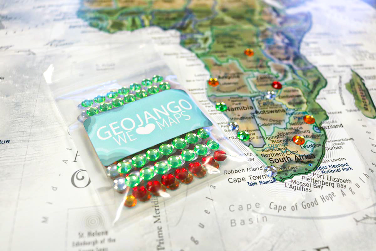 gem stickers for world map