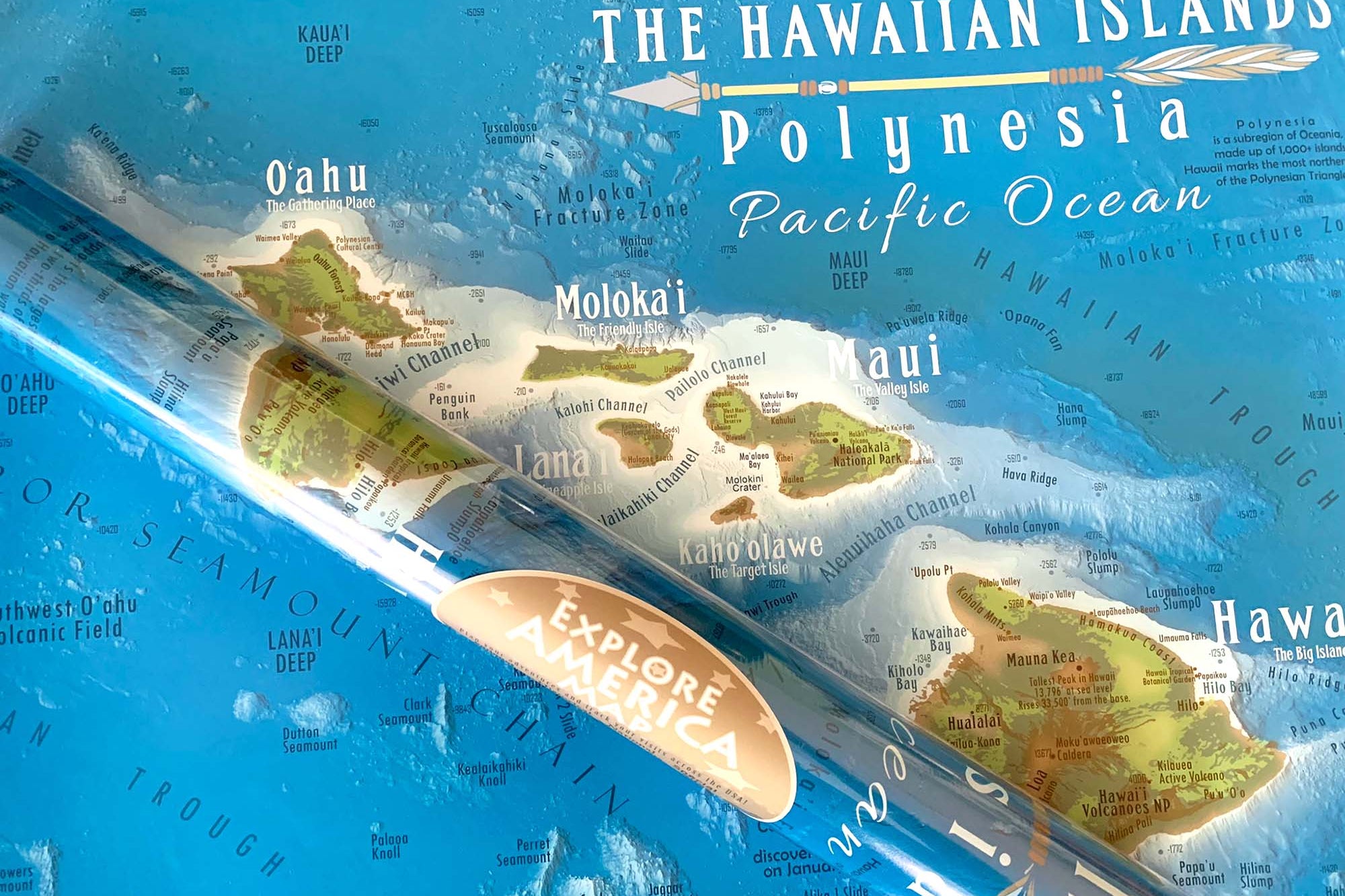 Hawaii dive map poster