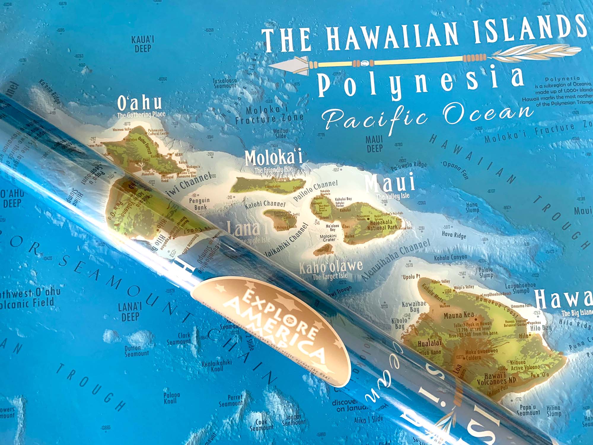 Hawaii dive map poster