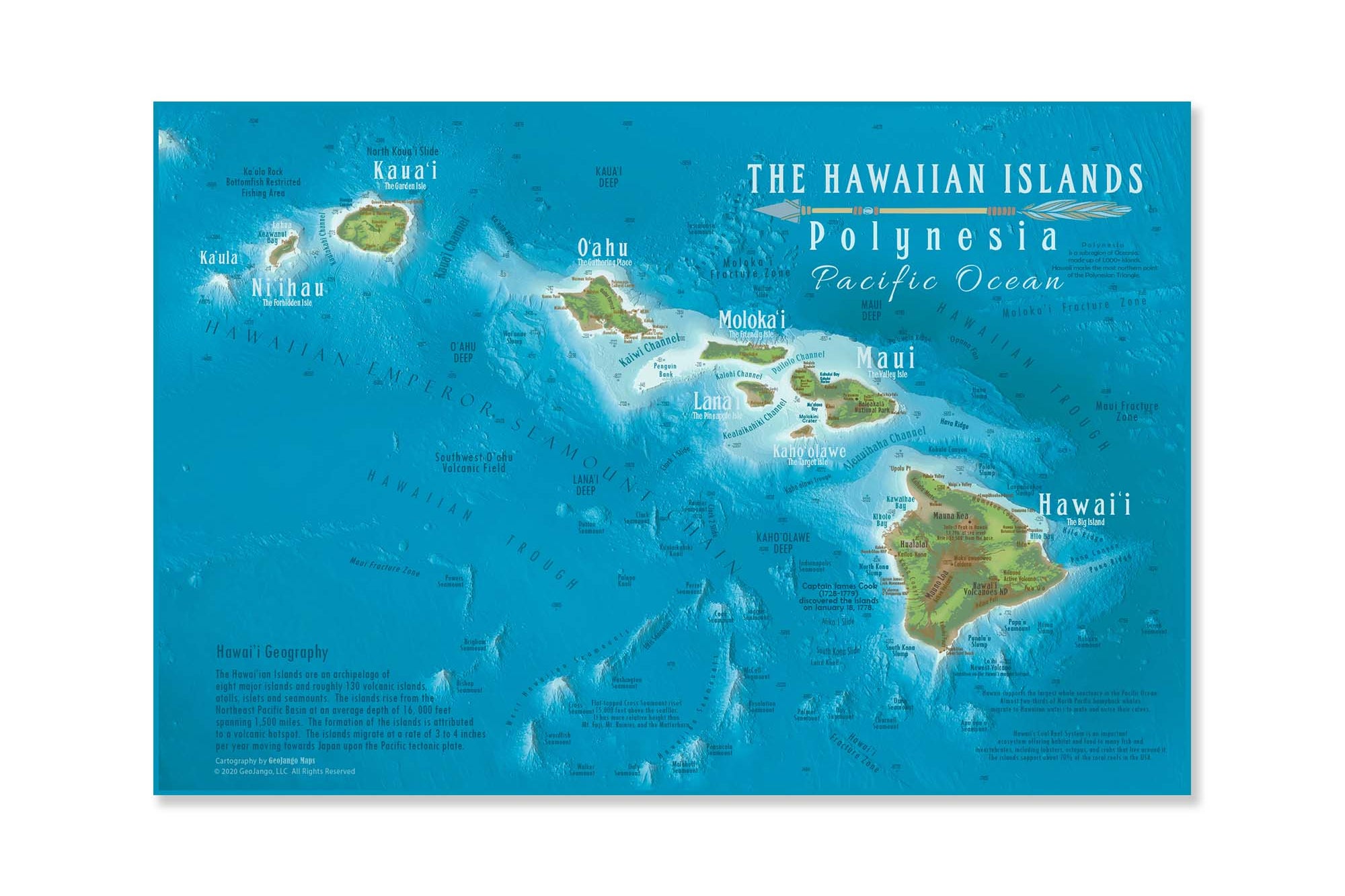 Hawaii Dive Map Poster