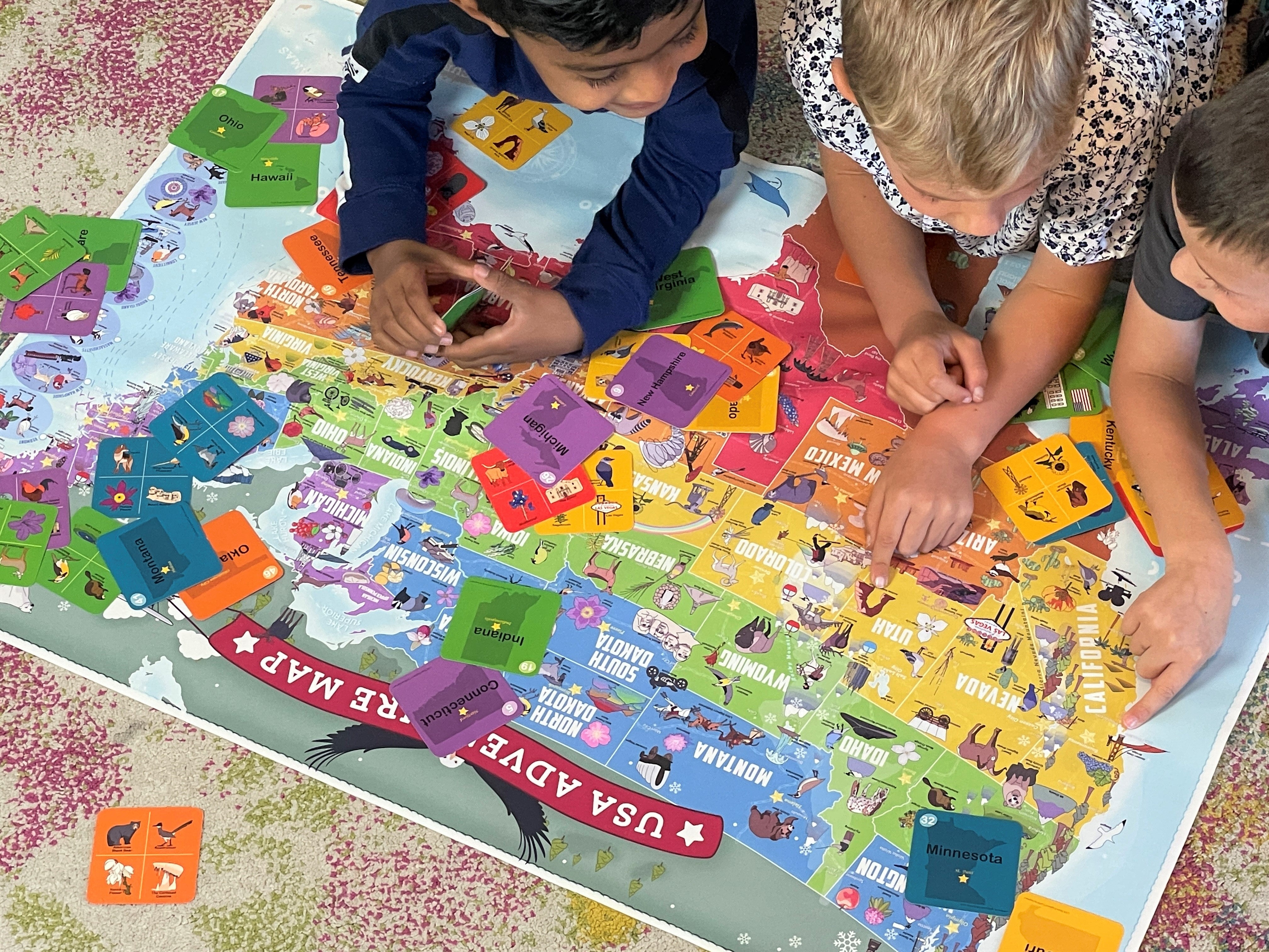 geography map and card game for kids