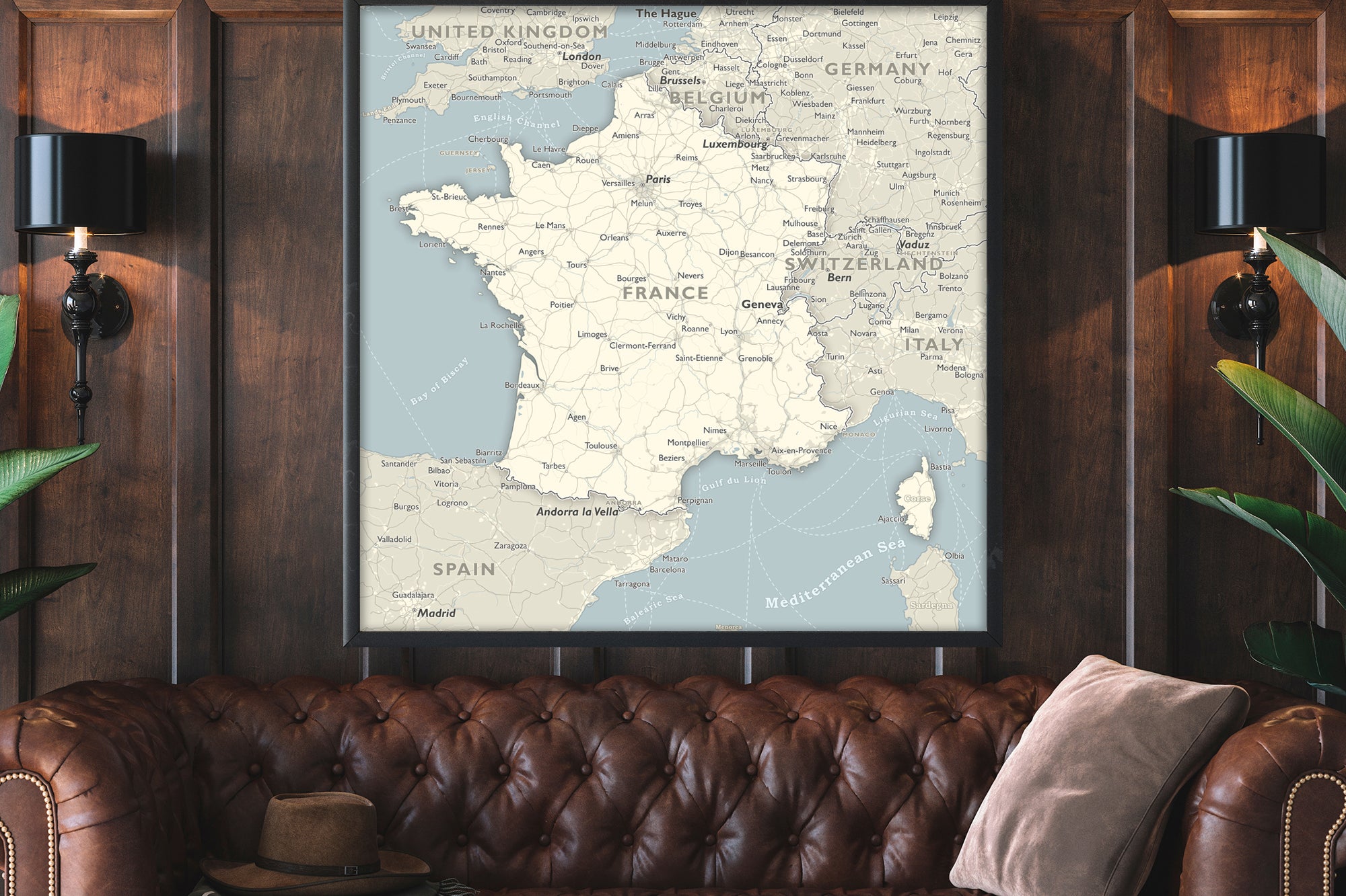 framed map of france