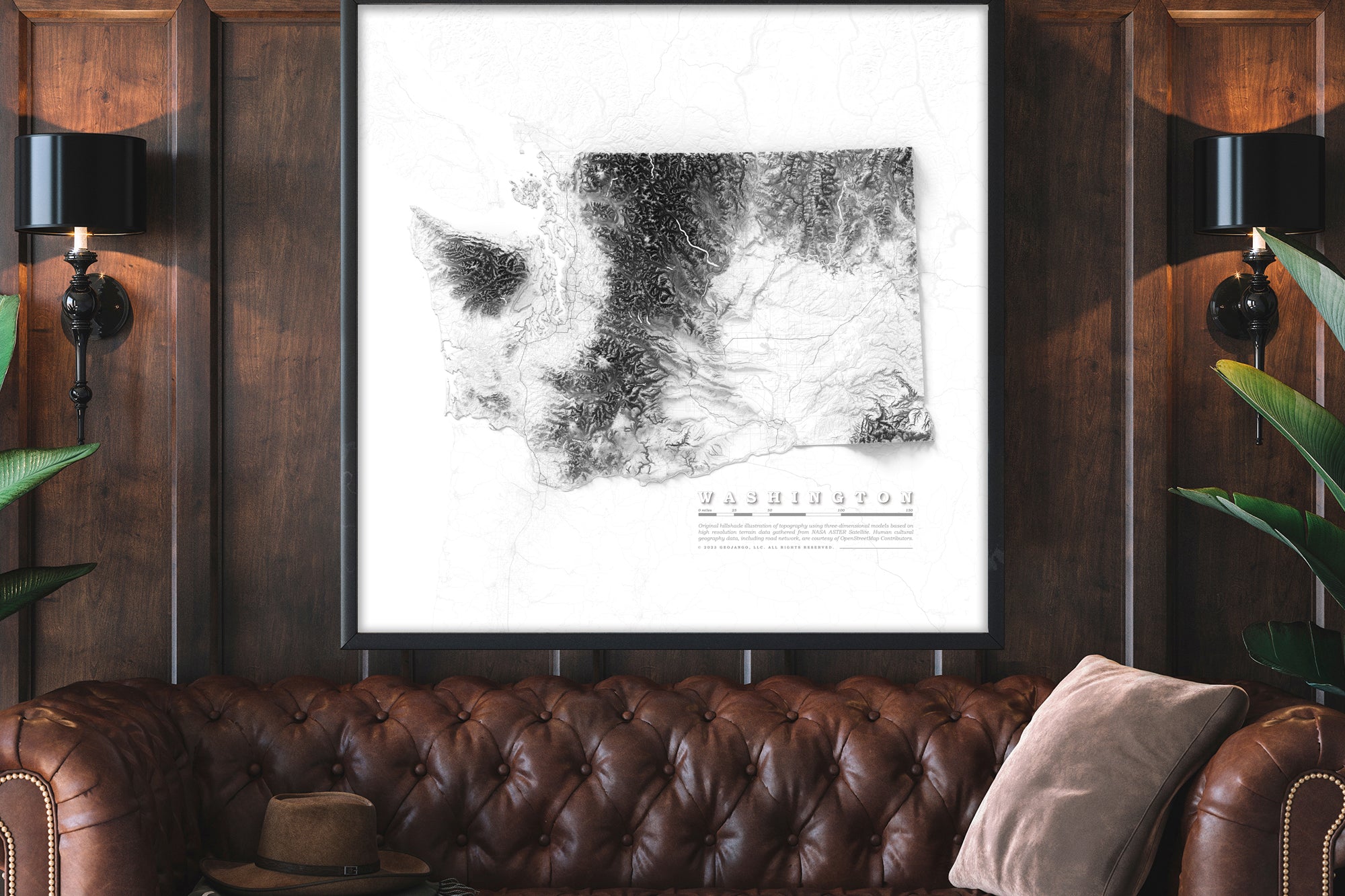 Large map of washington mountains