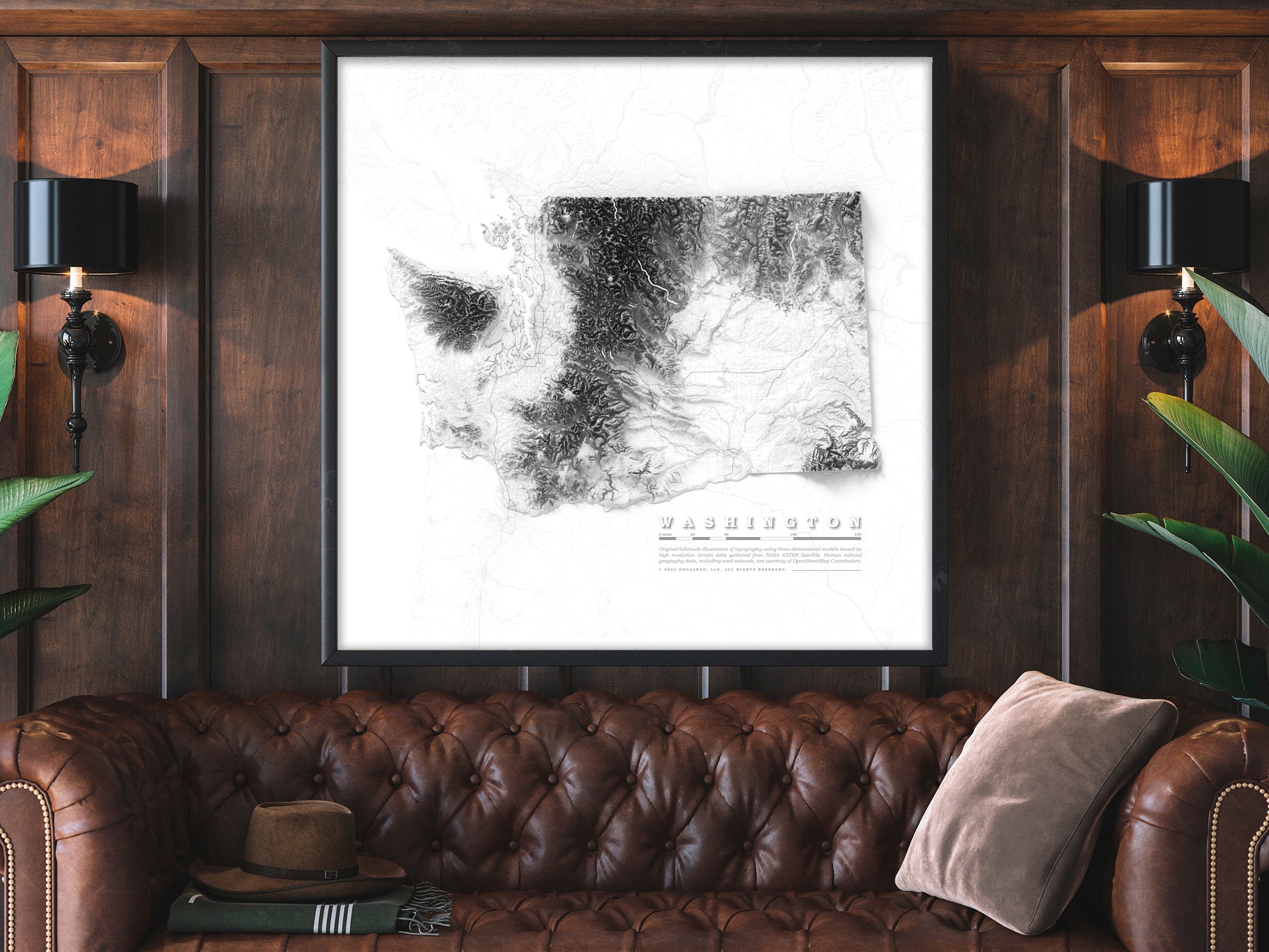 Large map of washington mountains