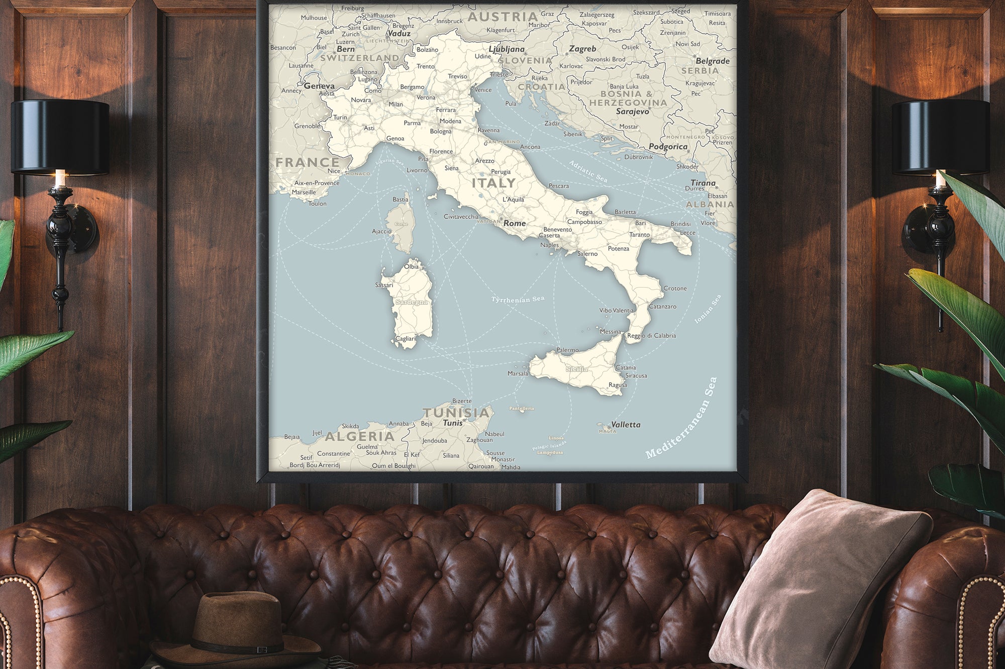 framed map of Italy
