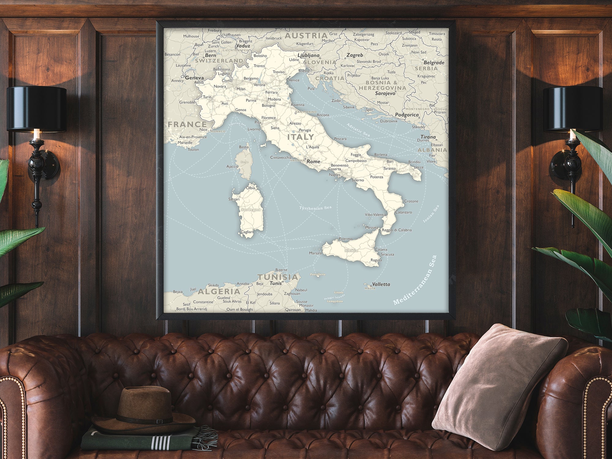 framed map of Italy