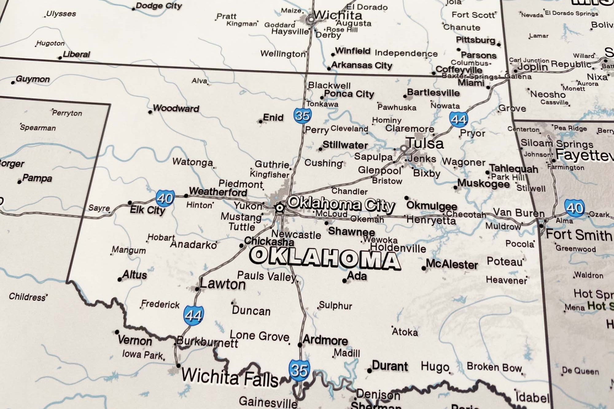 detailed map of oklahoma