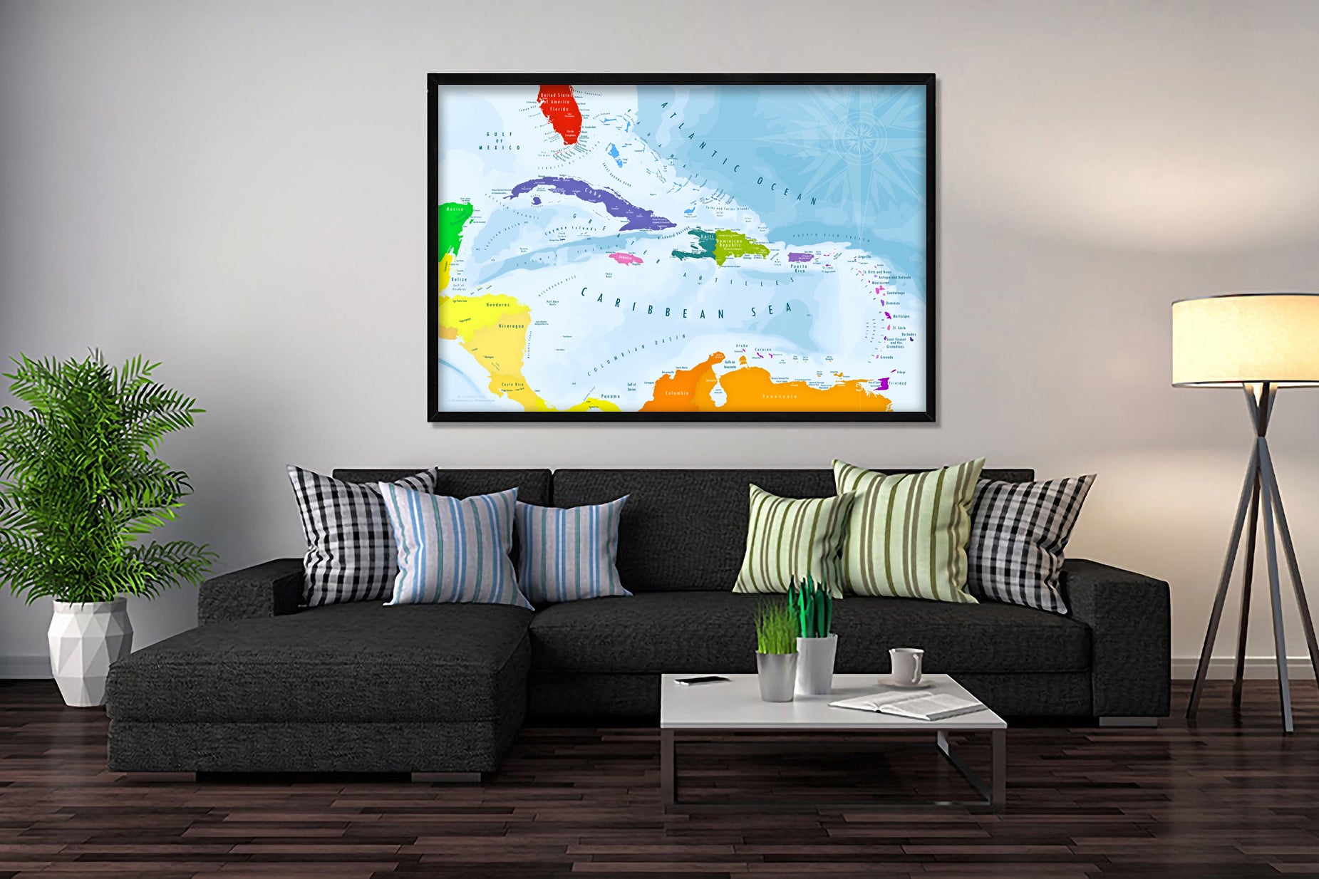 Large Caribbean Wall Map