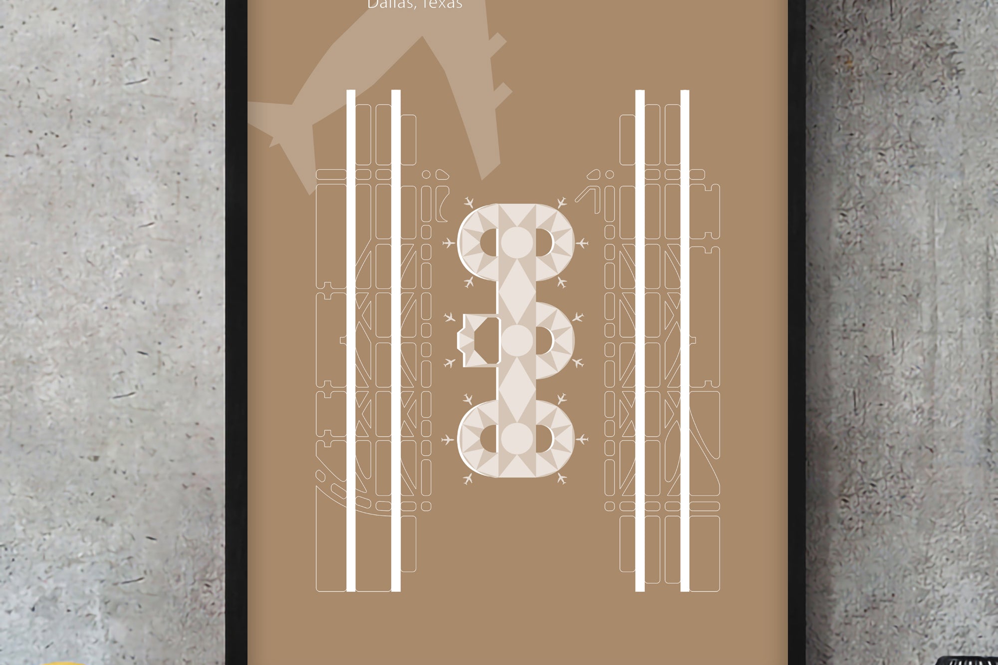 dfw airport print map wall art