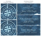 Personalization options for your world push pin maps - legend and compass