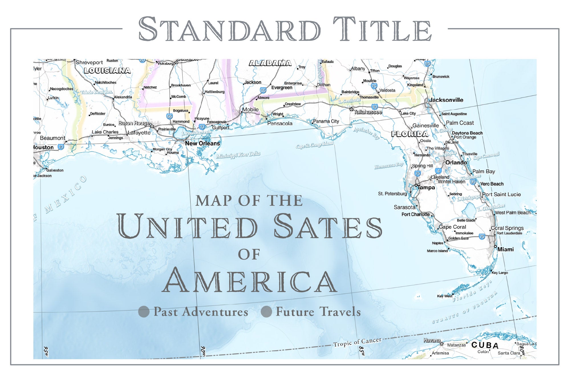 Standard push pin map title