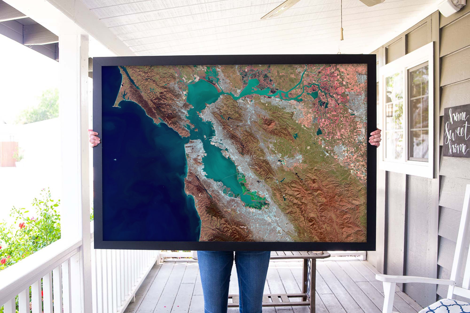 framed san francisco satellite map