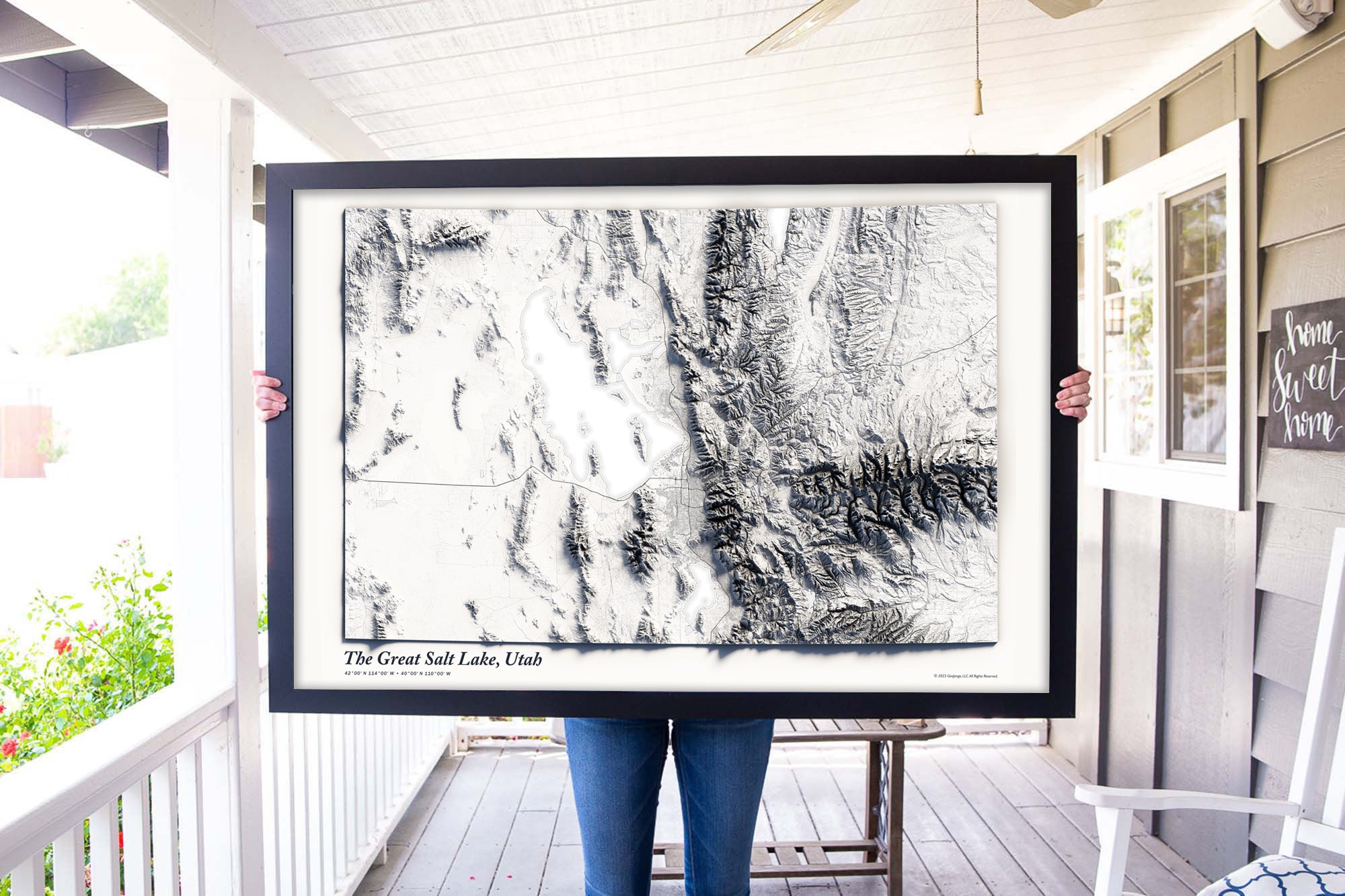 large framed wall art of the great salt lake utah