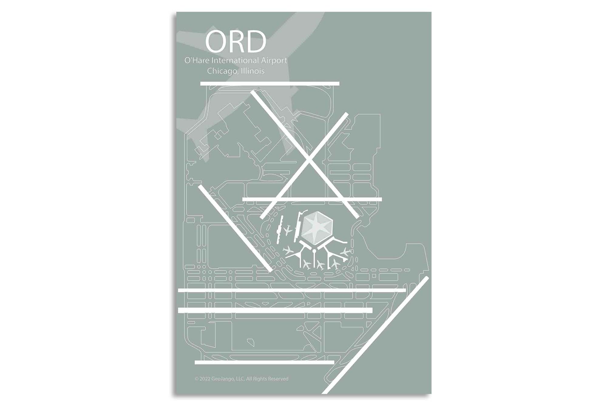 minty dew ord chicago airport push pin map