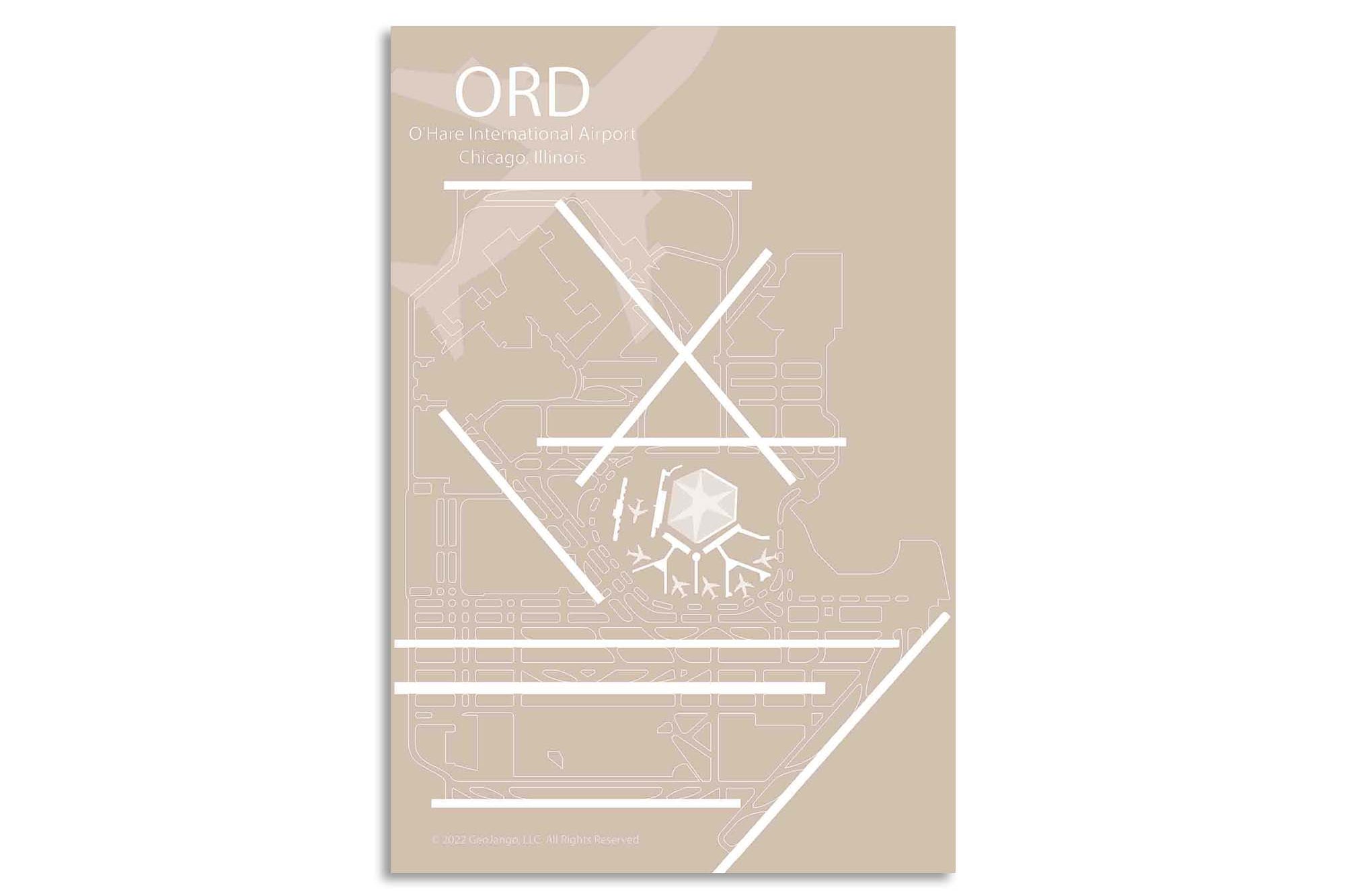 morning haze ord chicago airport push pin map