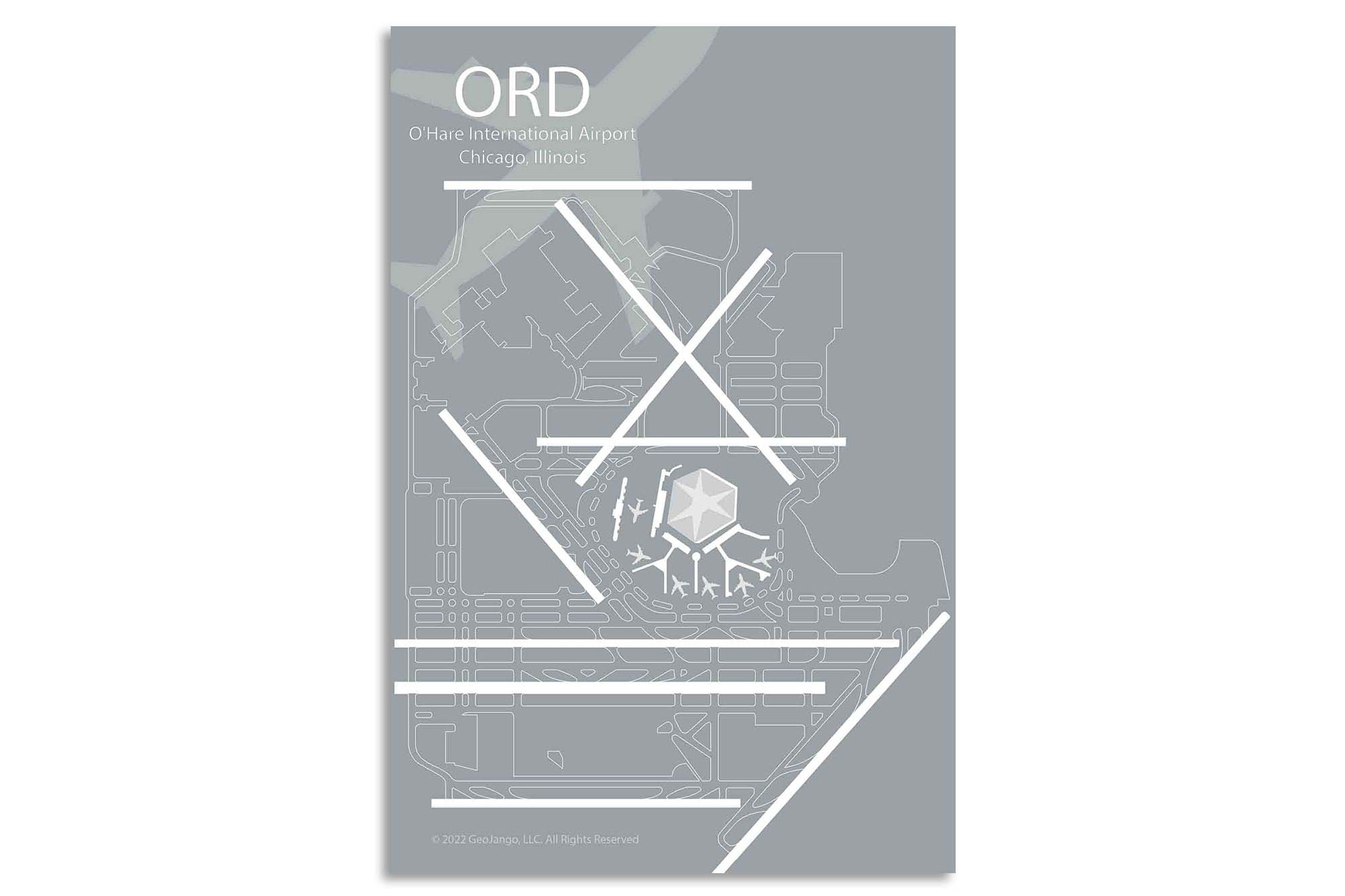 overcast ord chicago airport push pin map