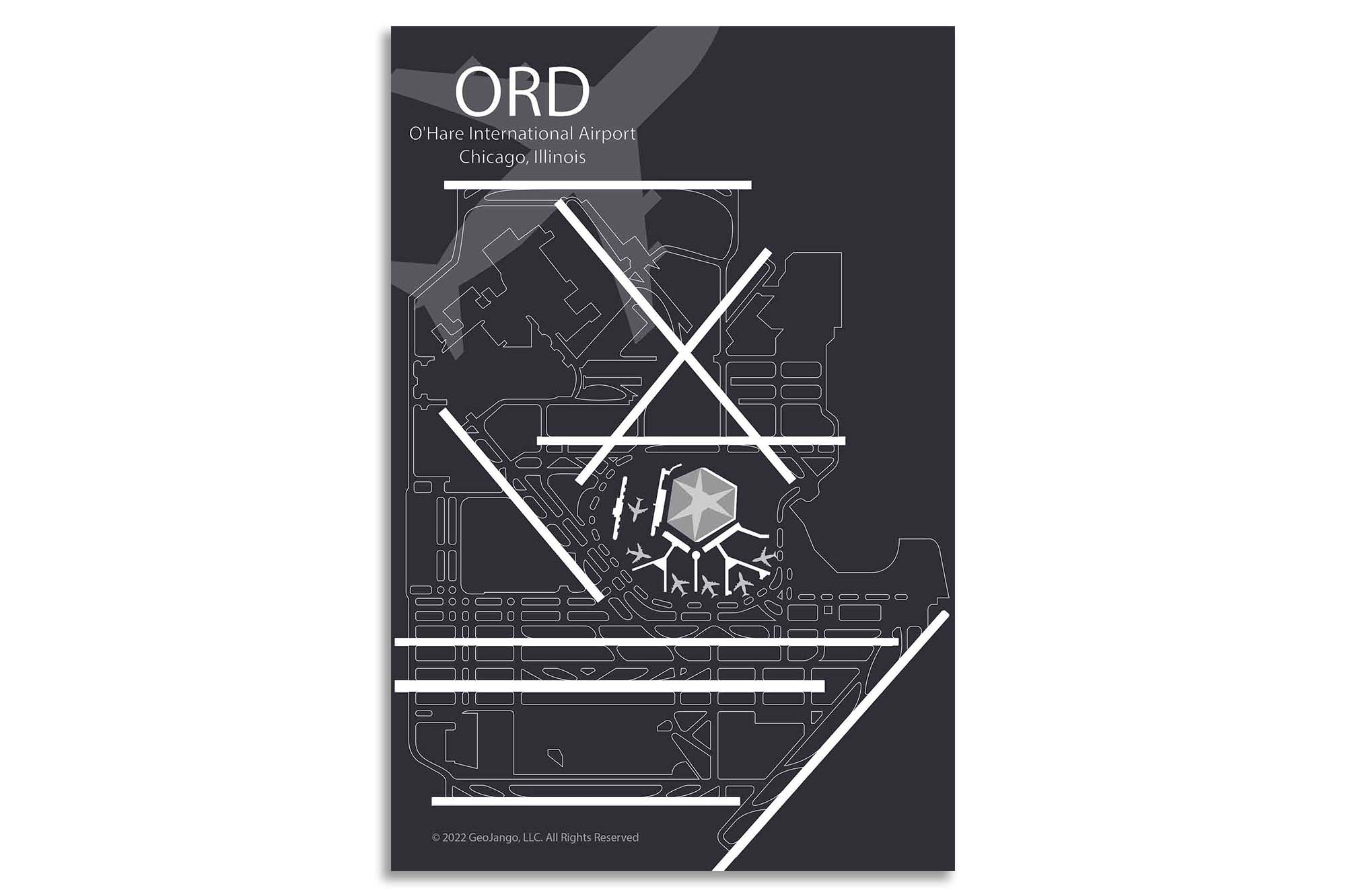 thunder ord chicago airport push pin map