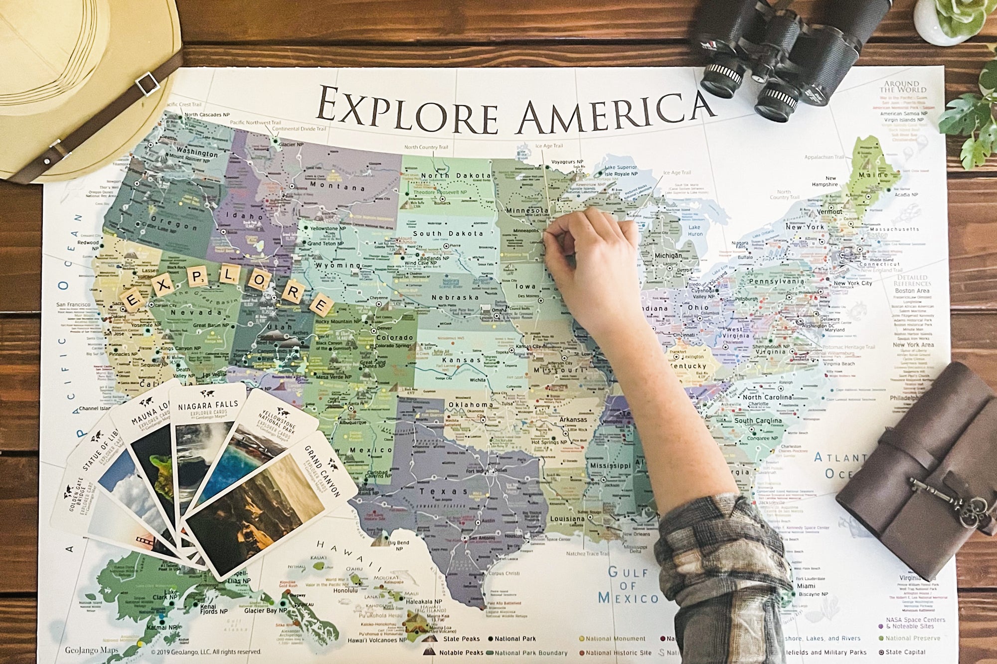 national parks map custom title