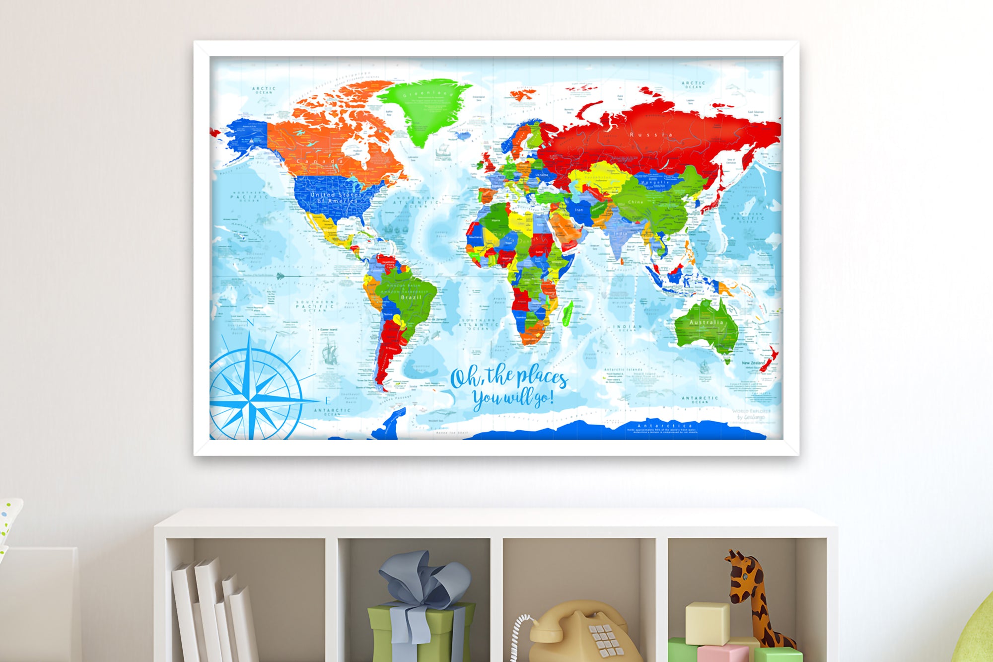 kids room with world map