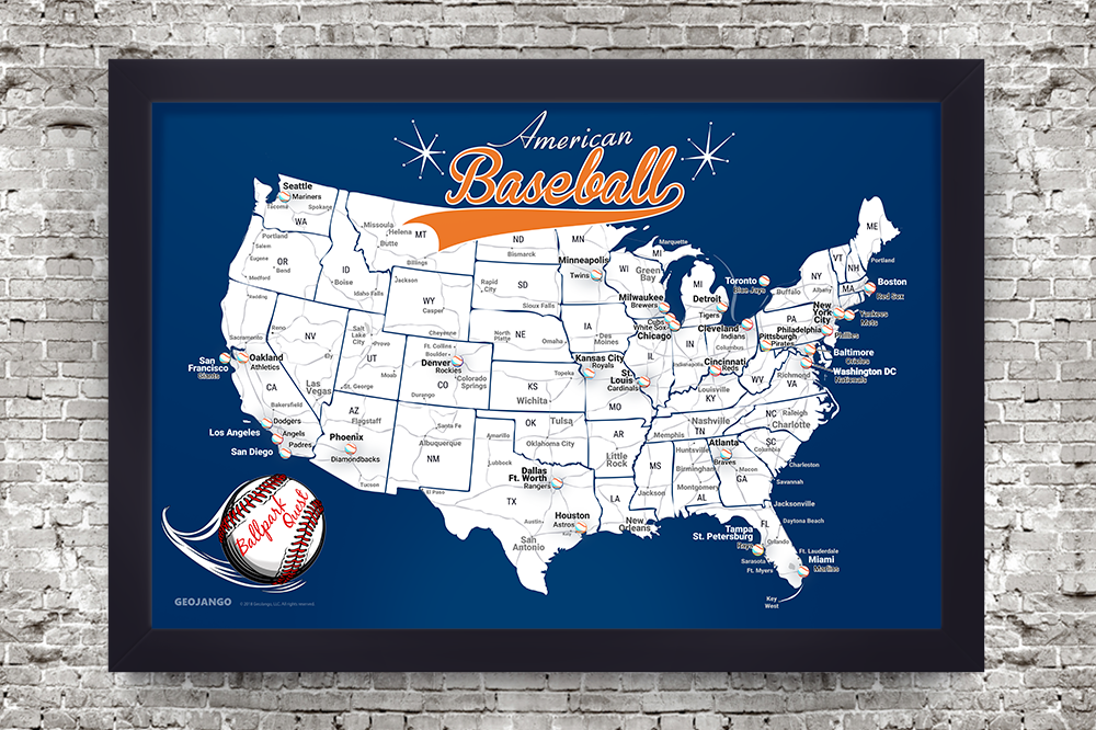 Baseball Map Decor