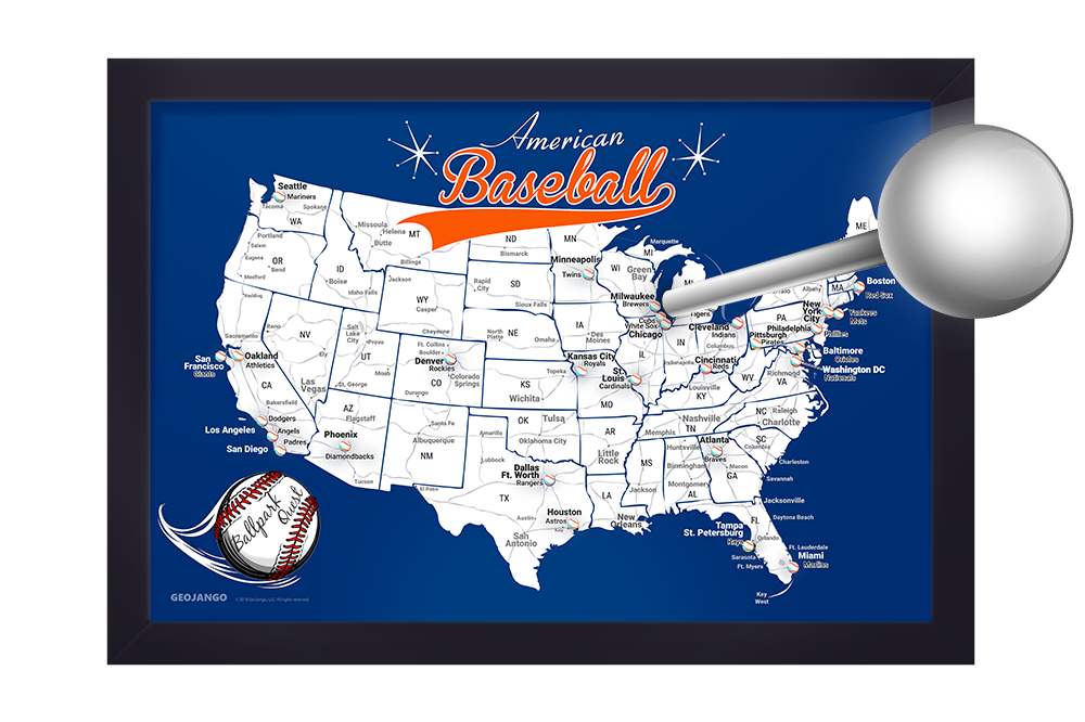 Baseball Map with pins