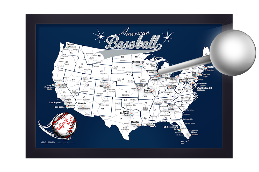 Baseball Stadium map with pins