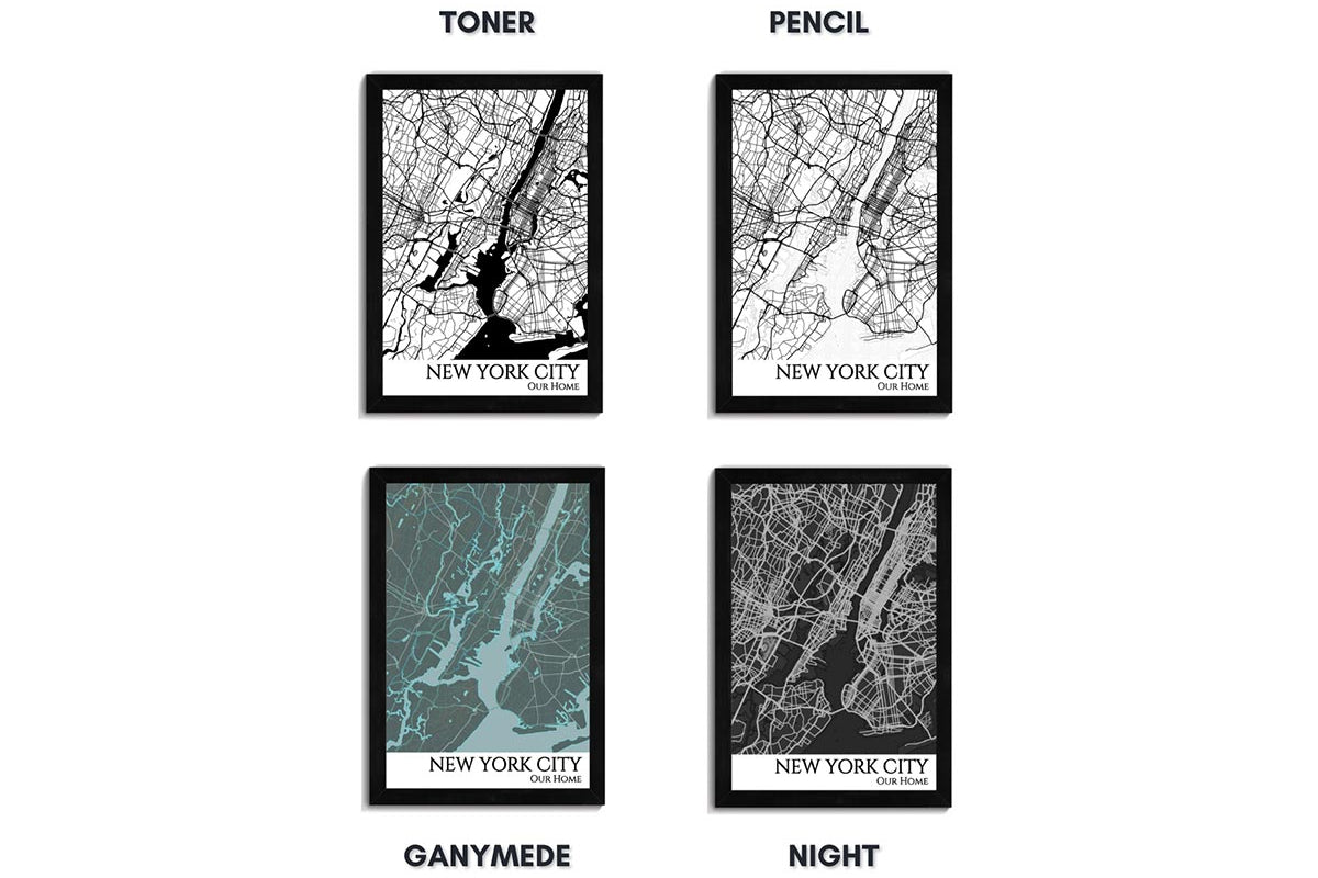 framed city map designs