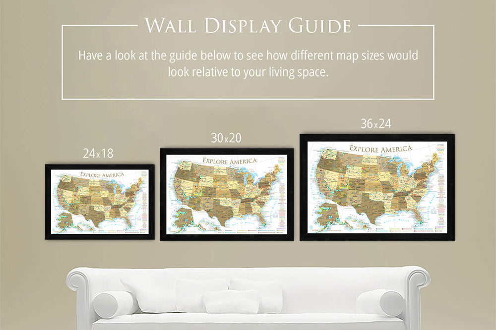 gold usa map on wall
