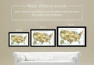 gold usa map on wall
