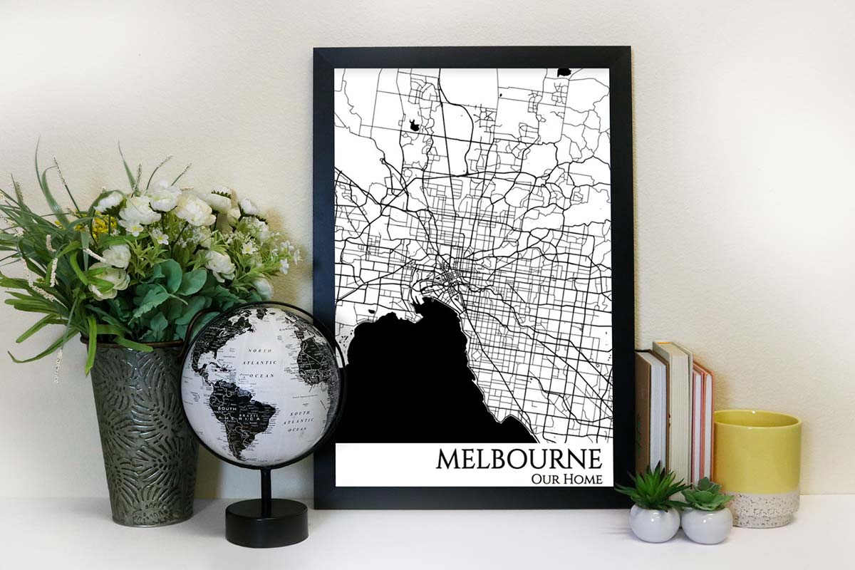 melbourne street map wall art