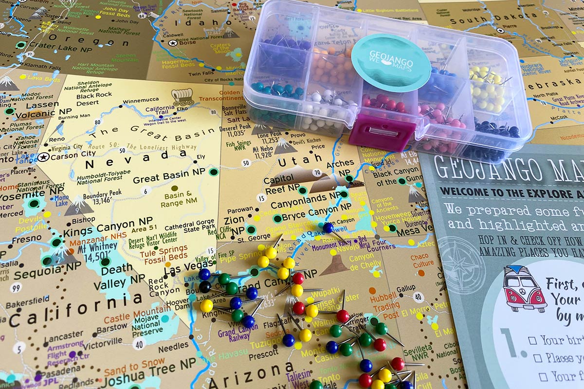 multi colored map pins