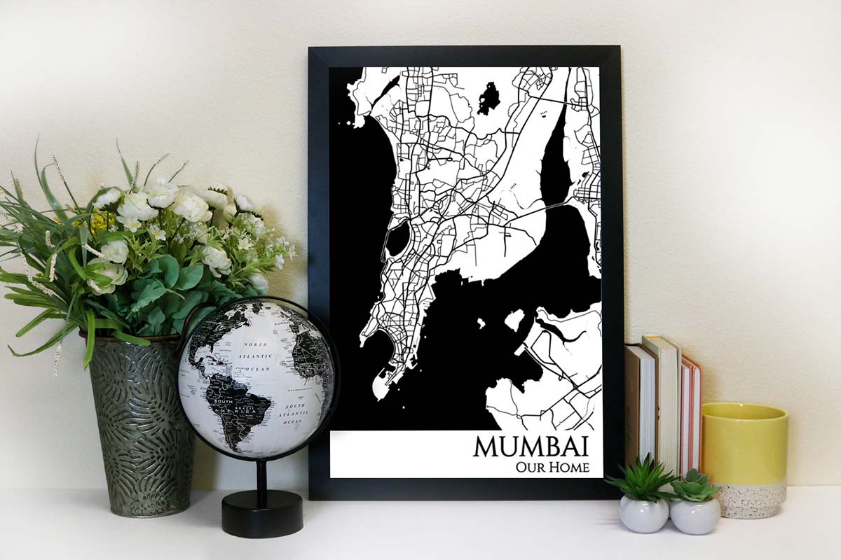 mumbai street map wall art