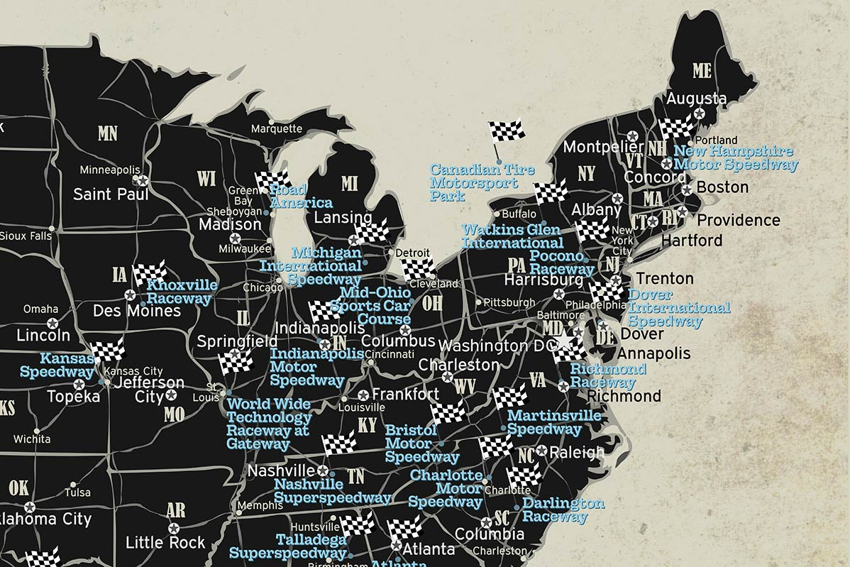 nascar racetrack map northeast detail