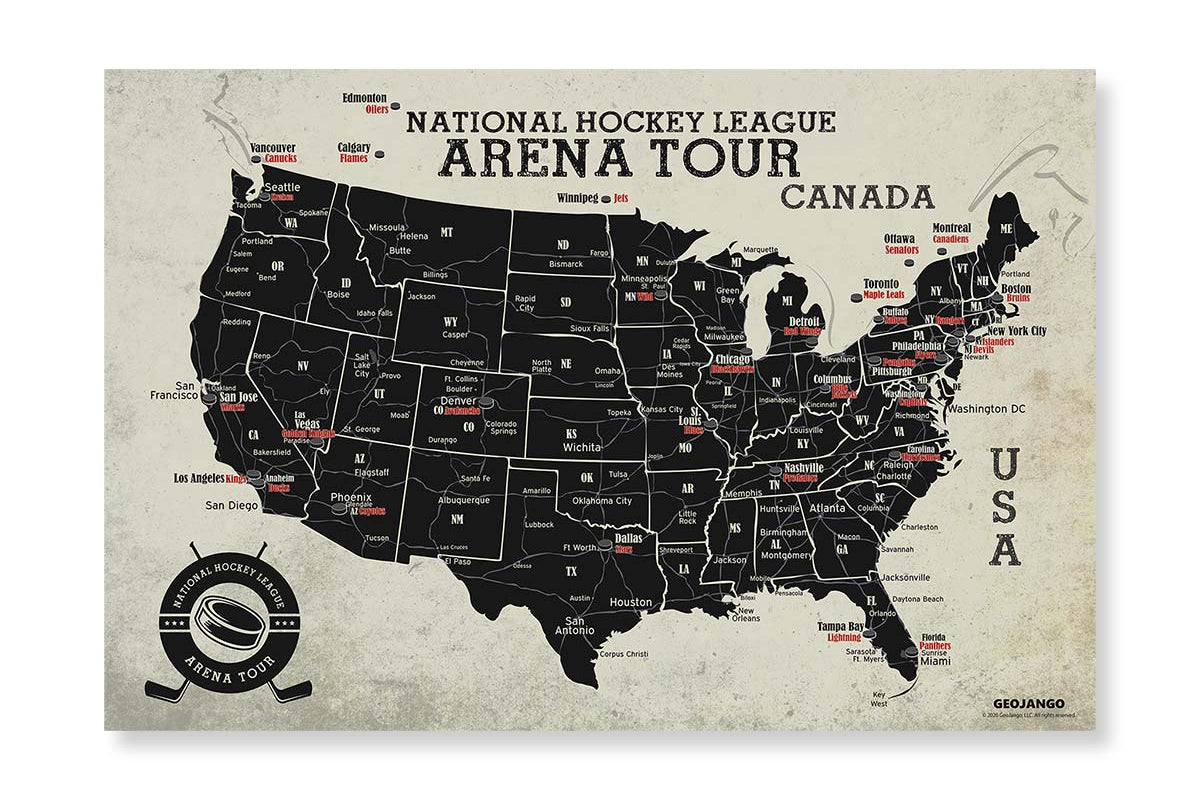 nhl map poster