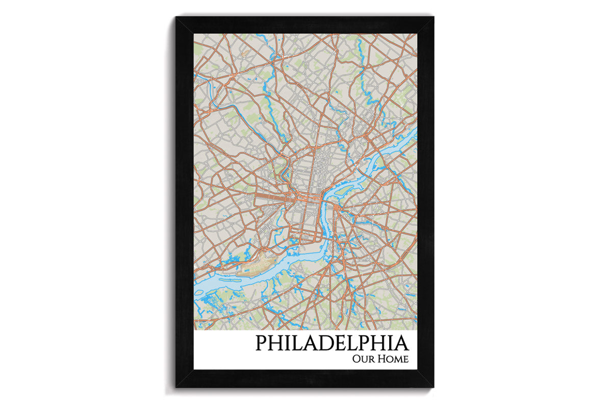 philadelphia city map wall art